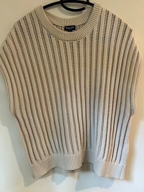 Splendid Cream Open-Knit Ribbed Crew Sweater